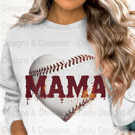 Baseball Mama T Shirts, Baseball Mom PNG, Sports Mom, Heart Baseball, Mama Design, Baseball Lovers, Digital Download For Apparel - Daisy Designs & Creations, LLC