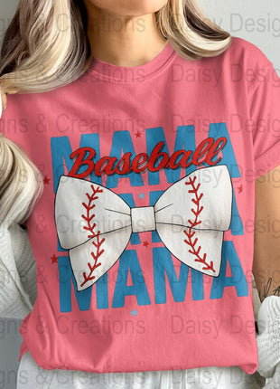 Baseball Mama T-Shirts PNG, Sports Mom T-Shirts, Baseball Bow, Digital Download, T-Shirts Design, Gift for Baseball Lover - Daisy Designs & Creations, LLC
