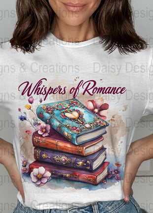 Romance Books T-Shirt Design, Book Lover Gift, Floral T-Shirt, Digital Download, T-Shirt Design, PNG File, Apparel Design - Daisy Designs & Creations, LLC