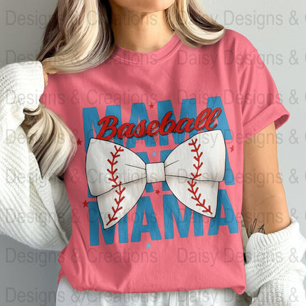 Baseball Mama T-Shirts PNG, Sports Mom T-Shirts, Baseball Bow, Digital Download, T-Shirts Design, Gift for Baseball Lover - Daisy Designs & Creations, LLC