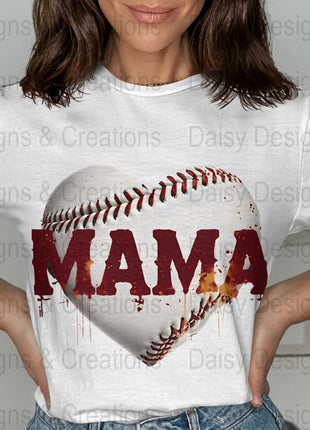 Baseball Mama T Shirts, Baseball Mom PNG, Sports Mom, Heart Baseball, Mama Design, Baseball Lovers, Digital Download For Apparel - Daisy Designs & Creations, LLC