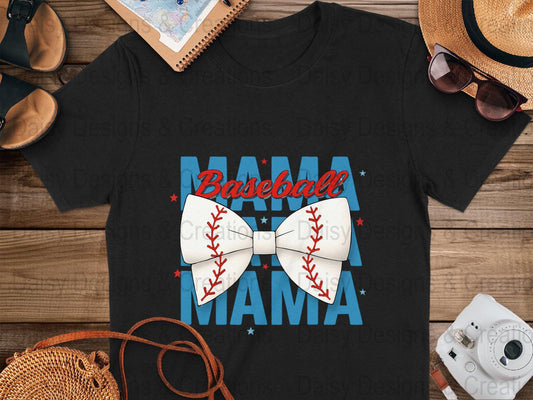 Baseball Mama T-Shirt Design PNG, Bow Baseball, Sports Mom Shirt, Trendy Mama Shirt, Baseball Lover T-Shirts, Digital Download - Daisy Designs & Creations, LLC