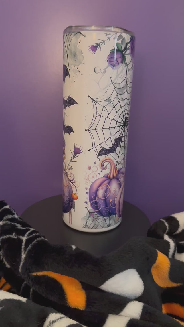 Witchy Highland Cow 20 oz Halloween Tumbler | Spooky Cow Tumbler
